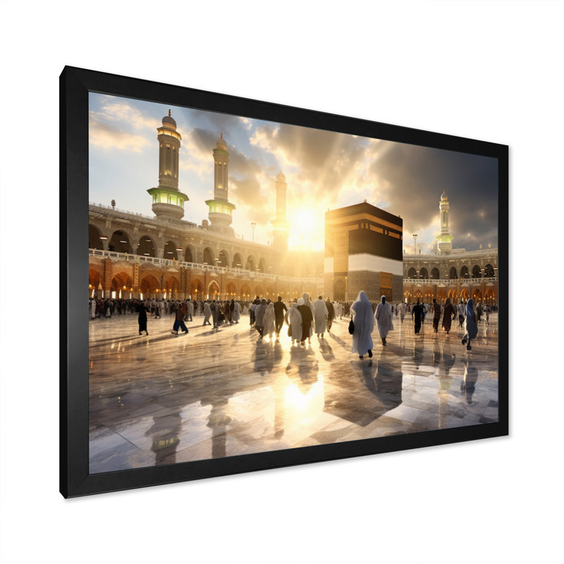 Art de l'Islam, reflet de Kaaba I, Cadre simple noir, H 16 po x l 32 po x P 1 po