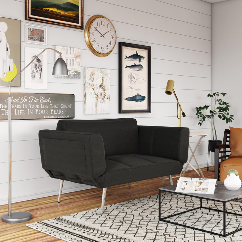 Leyla 60'' Upholstered Convertible Sofa, Black
