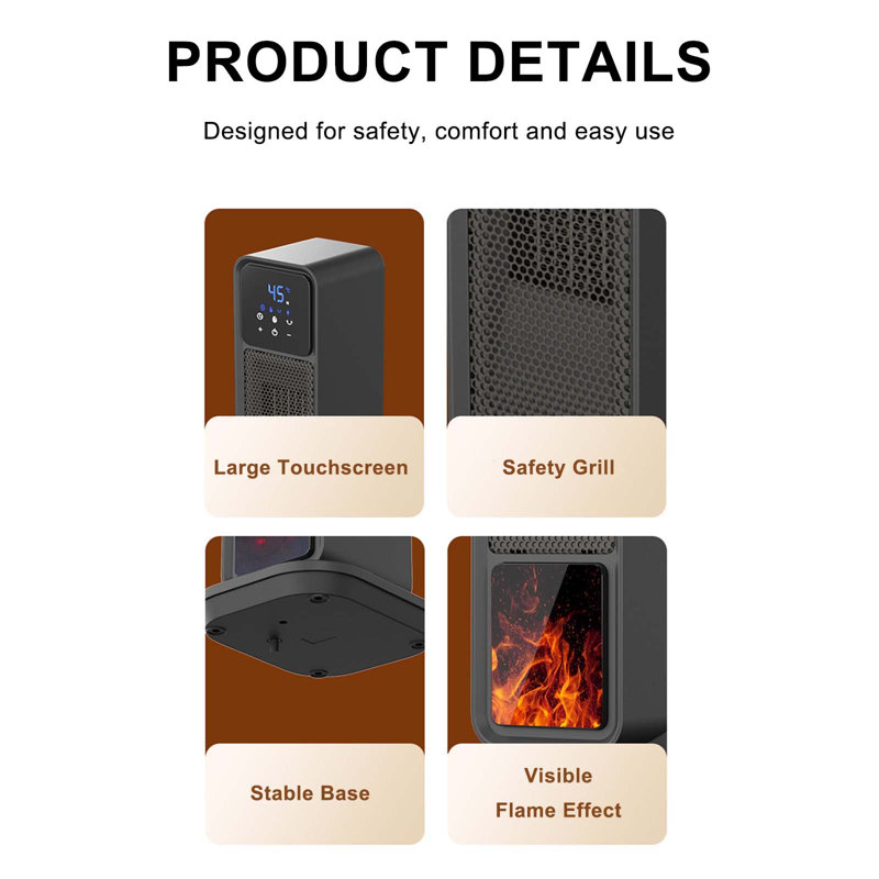 24" PTC Space Heater with Remote for Office Bedroom Large Room
