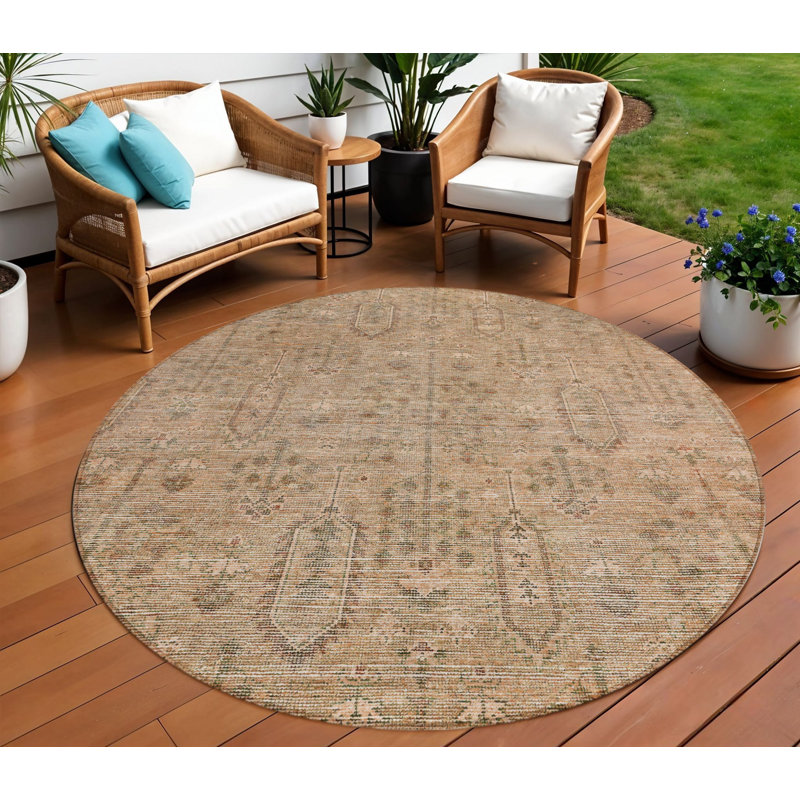 Tapis rond 8 pi Terra Cotta and Copper