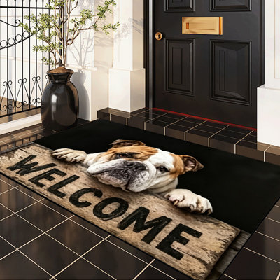  Tapis d'intérieur antidérapant pour l'extérieur, 16 po x 24 po, bouledogue décoratif