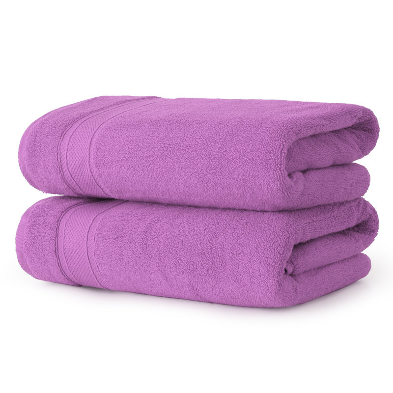 Kimmberly 35" x 70" 2 Piece Oversized Bath Linen Set, 100% Cotton Bath Towels for Bathroom, Soft Towels, Lavender