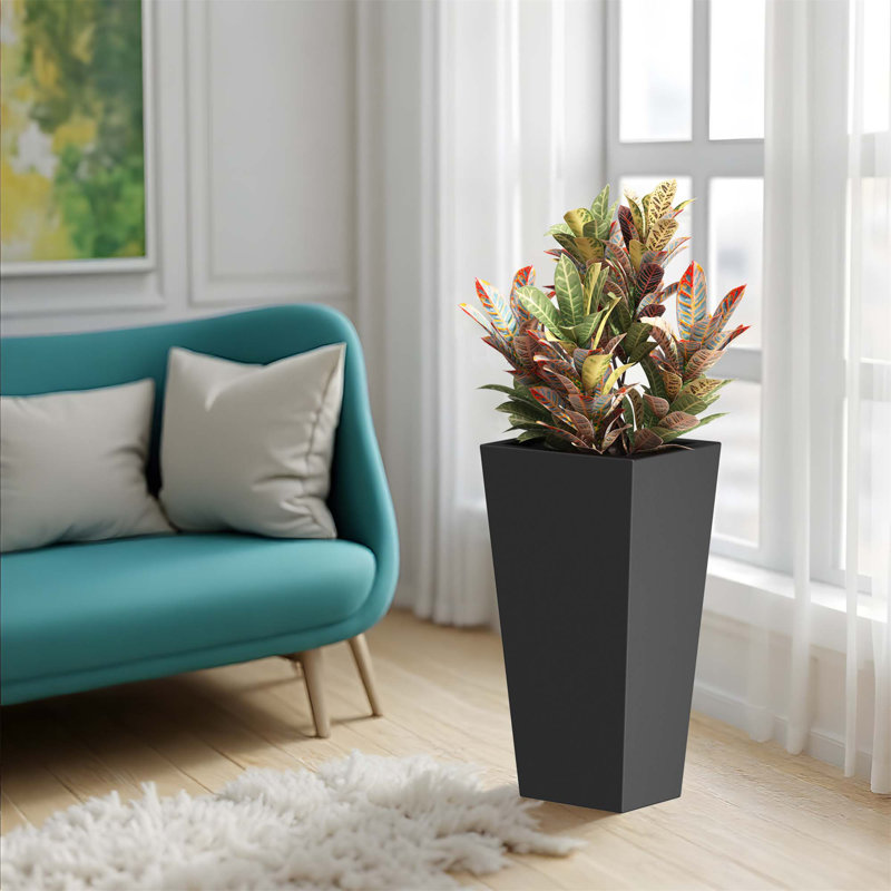 Versatile Metal Planter for All Settings with Excellent Drainage and Durability, 15" H x 15" W x 30" D, Black