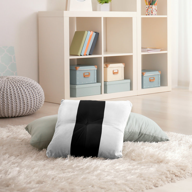  Coussin de sol touffeté, 30 po x 30 po, Blanc / Noir
