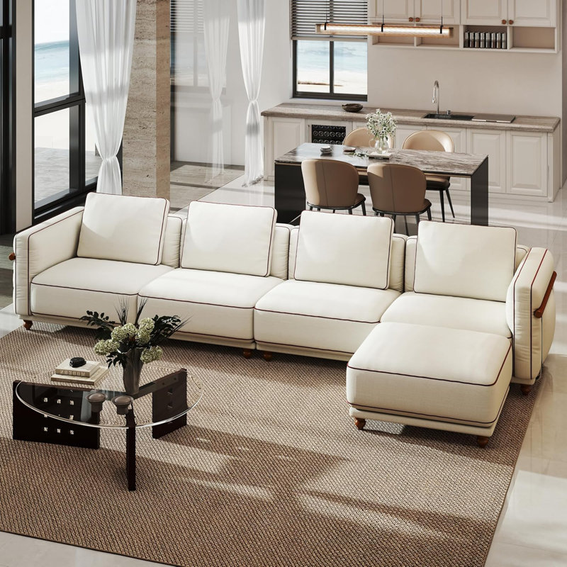 Modular Cloud Sofa with Down-Filled Cushion, 30" H x 157.48" W x 41.15" D