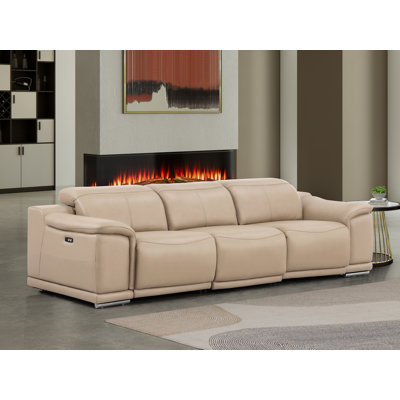 Genuine Leather Sofa With 3 Power Recliners