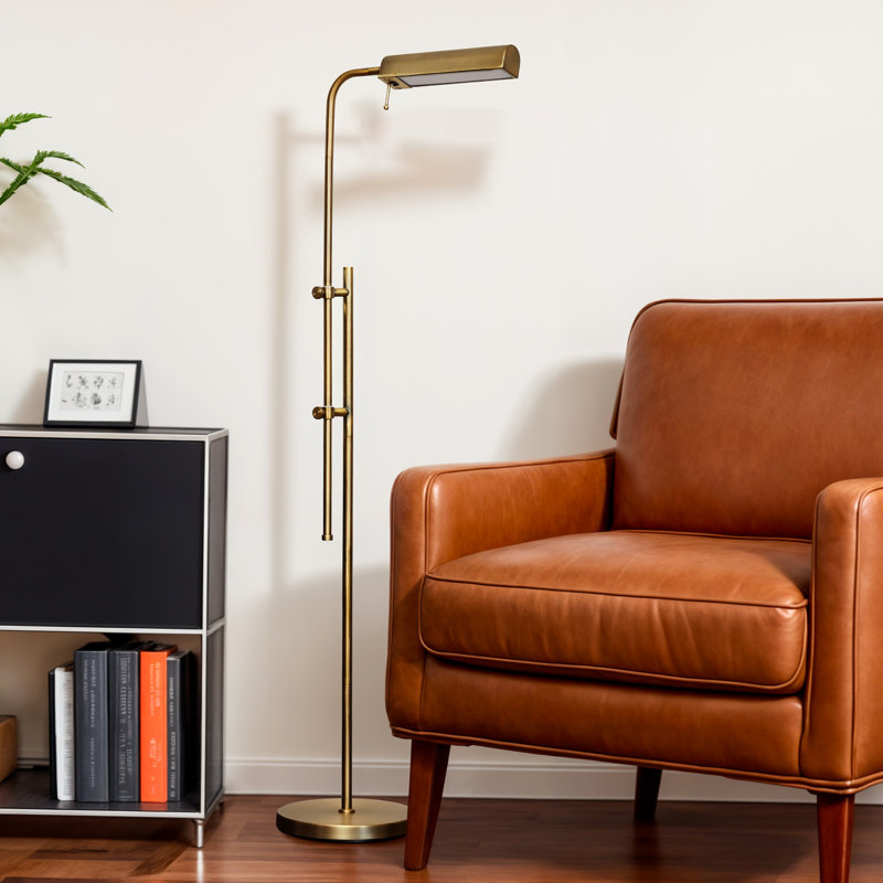 Lampe sur pied industrielle 62,5 "à DEL 3CCT, Doré