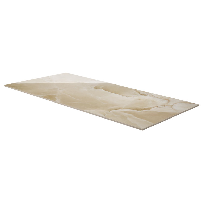 Harmonyx 24x48 Onyx Look Polished Porcelain Floor and Wall Tile, Champagne Beige