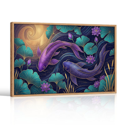Ensemble de 1 tableau sur toile Koi violet