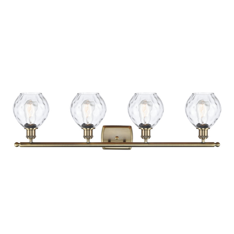 Éclairage pour meuble-lavabo 4 lumières à intensité variable en laiton antique Wingate, Ampoule non incluse