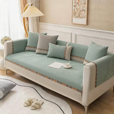 Coussin antidérapant 1 pièce en chenille deux tons pour siège, dossier ou accoudoir, lavable aux animaux de compagnie