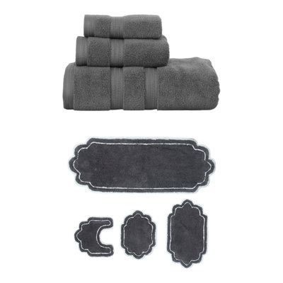 Talbert Collection 100% Soft Cotton 3 PC Towel Set & 4 PC Bath Rug Set, (Set of 7)