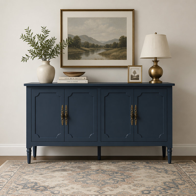 Buffet bleu 58,9 "- Buffet rétro avec tablettes réglables