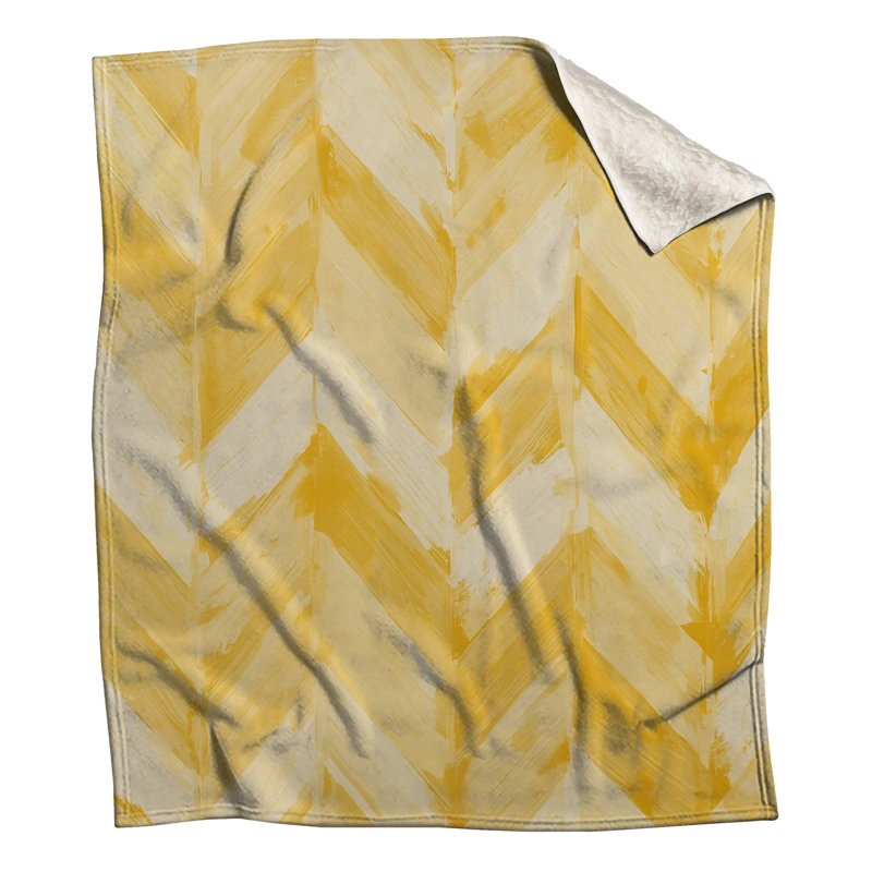 Couvertures à motif de chevrons jaunes, L 50 po x H 60 po