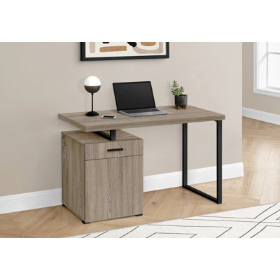 Bureau d'ordinateur, bureau personnel, ordinateur portable, installation à gauche, à droite, tiroirs de rangement, L 48 po, stratifié de travail, métal, contemporain, moderne