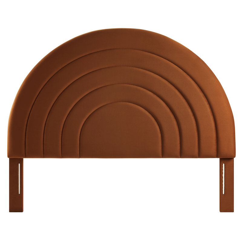 Solana Arched Performance Velvet Headboard, Rust, Queen
