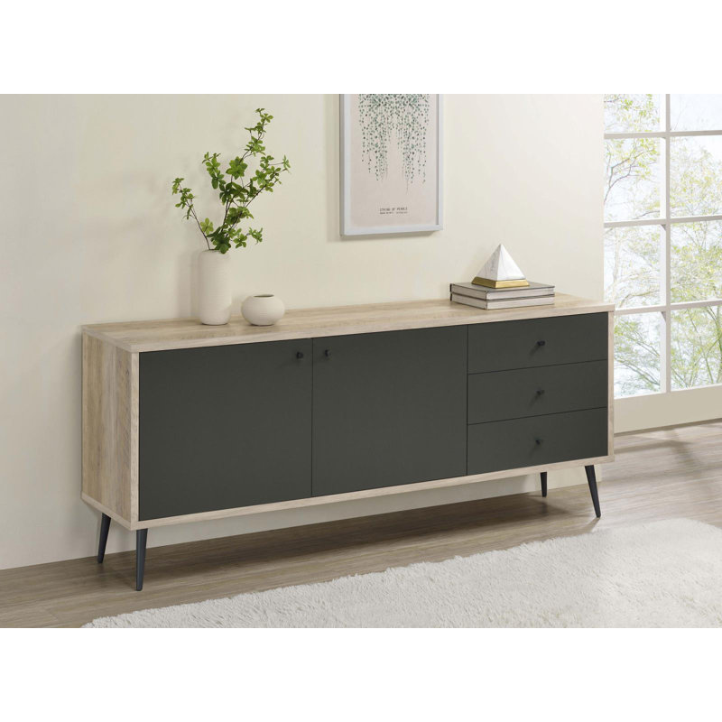 Leda 70.35" Wide 3 - Drawer Sideboard in Gray and Antique Pine