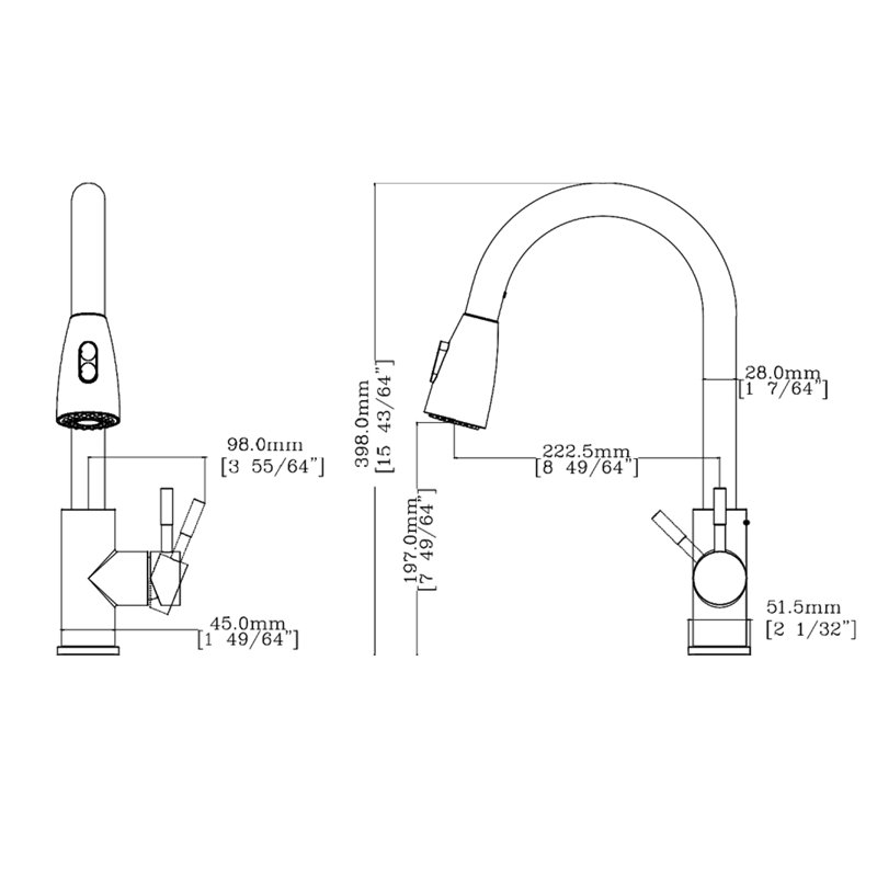 Single Handle Pull Down Sprayer Kitchen Faucet in Stainless Steel in Chrome, Chrome