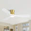 Ventilateur de plafond encastré 48 "avec lumières, télécommande, pales en bois massif Kemp, blanc et doré à intensité variable Kemp-415084438
