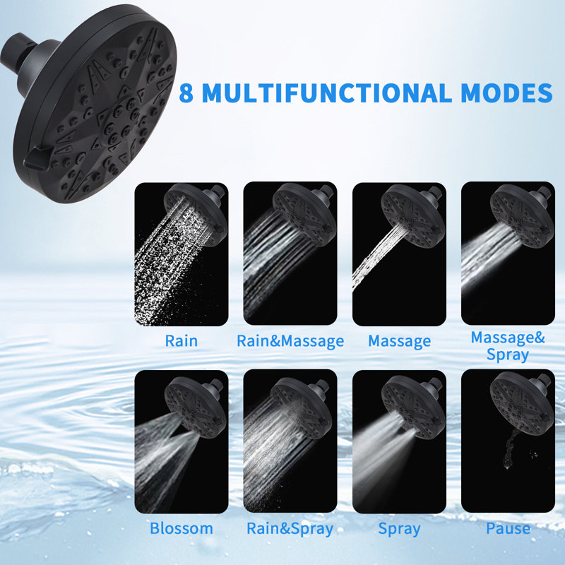 Double Shower Head, High Pressure Tandem Shower, 7-Setting Handheld Shower Head, Filter Shower Head 360 Degrees Adjustable Top Spray