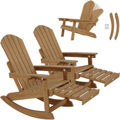HIPS Outdoor Rocking Chair With Hidden Ottoman(Set Of 2)