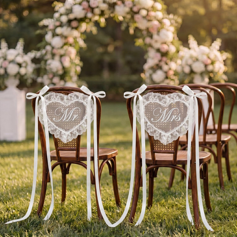 MR MRS, décorations de dossier en dentelle, accents de chaise de mariage romantique pour table de réception