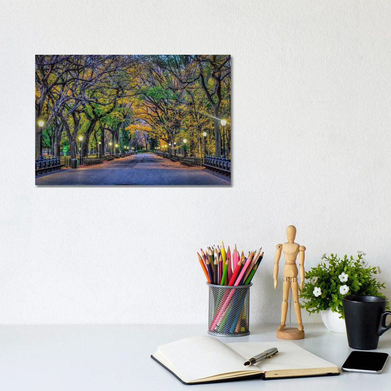 Central Park Night 1 Piece Wall Art on Canvas, 20.32 cm H x 30.48 cm W, Wrapped Canvas