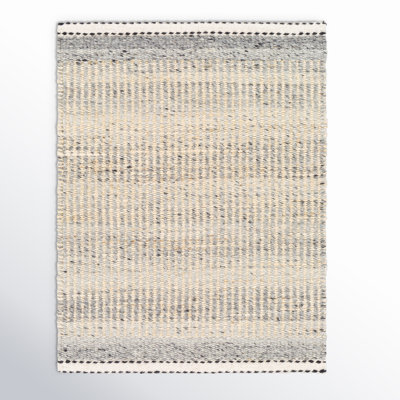 Lessie Striped Handmade Flatweave Wool/Jute Gray/Beige Area Rug