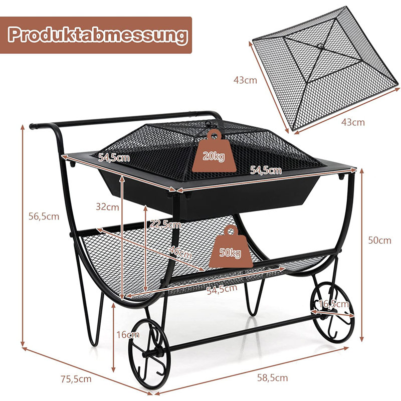 Jameown 75.5cm W Metal Log Rack