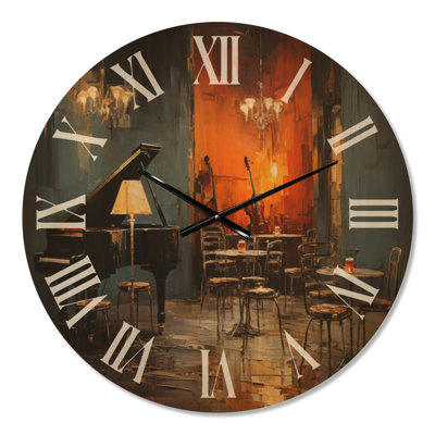 Large Jazz Wood Wall Clock – Vintage Piano Sonata in Jazz Cafe II