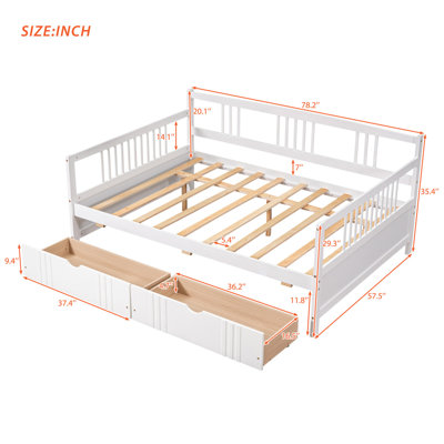 Daybed Wood Bed With Two Drawers
