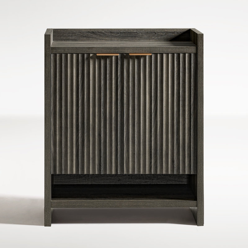 Nicolee 24 Pair Shoe Storage Cabinet, Midnight Oak