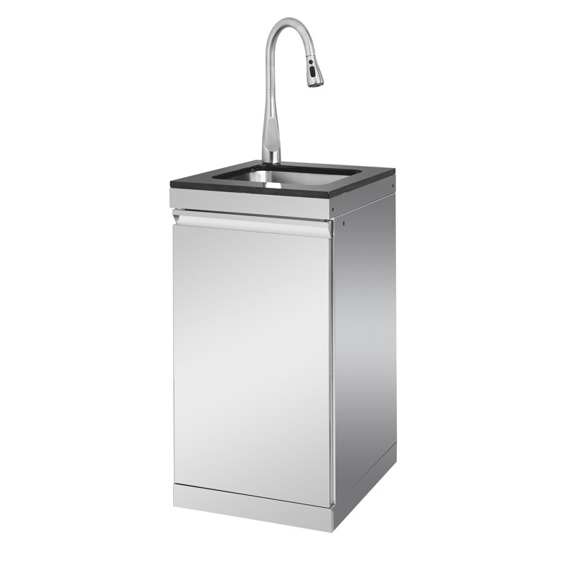 Barbecue de cuisine d'extérieur avec réfrigérateur à porte unique Silver 4 72000 avec surface de cuisson de 484,5 pieds carrés, rangement à 3 tiroirs, robinet d'évier escamotable à 360 °, évier / robinet à allumage électronique,