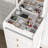 Meuble-lavabo polyvalent avec miroir et fauteuil pour usages multiples