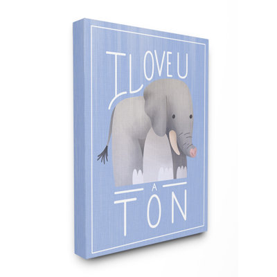 Thurmond I Love You A Ton Elephant, art encadré bleu
