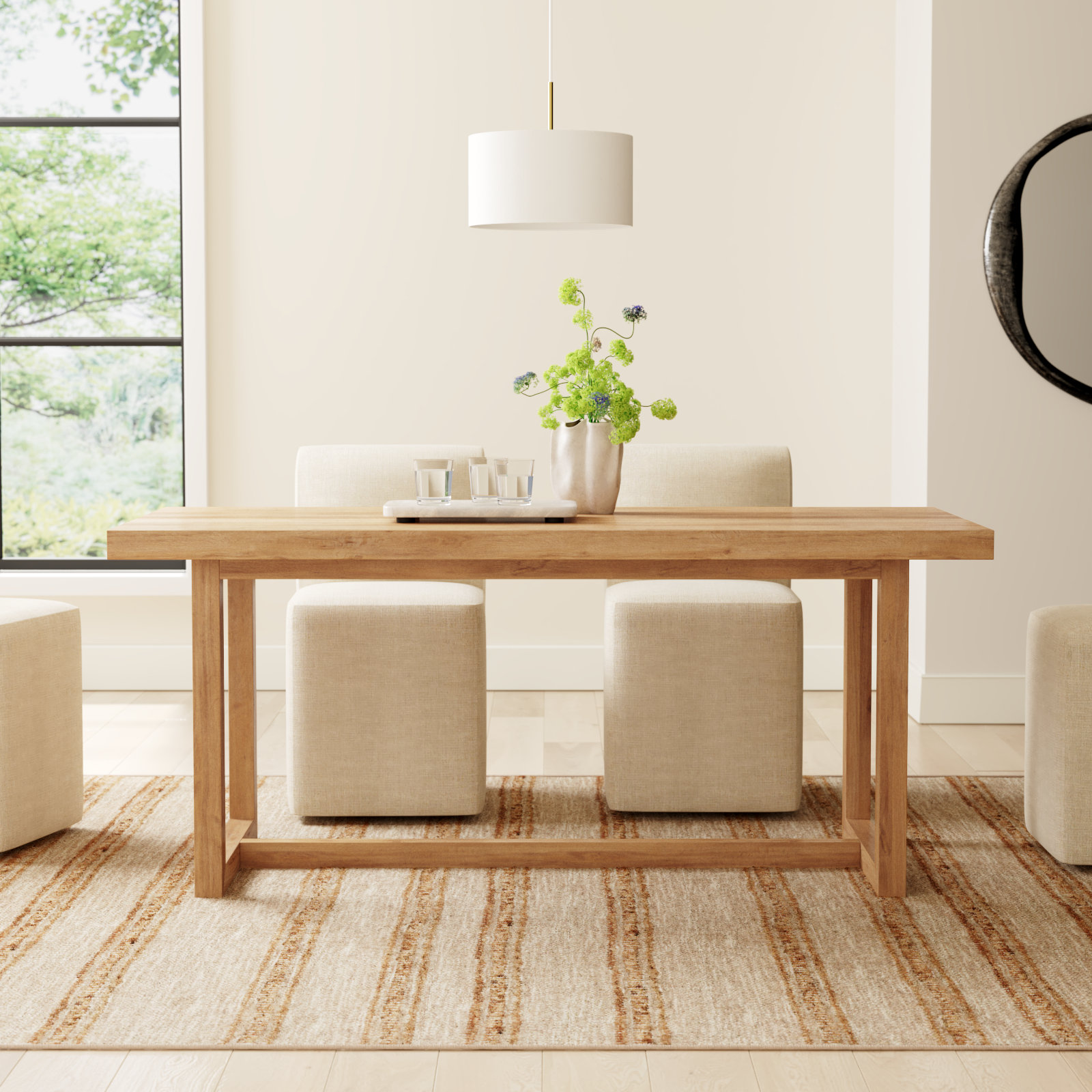 Modica 70" Pine Dining Table, Natural Brown