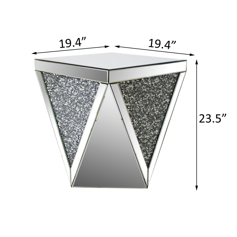Table de bout, miroir et faux diamants