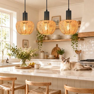 3-Light Boho Rattan Pendant