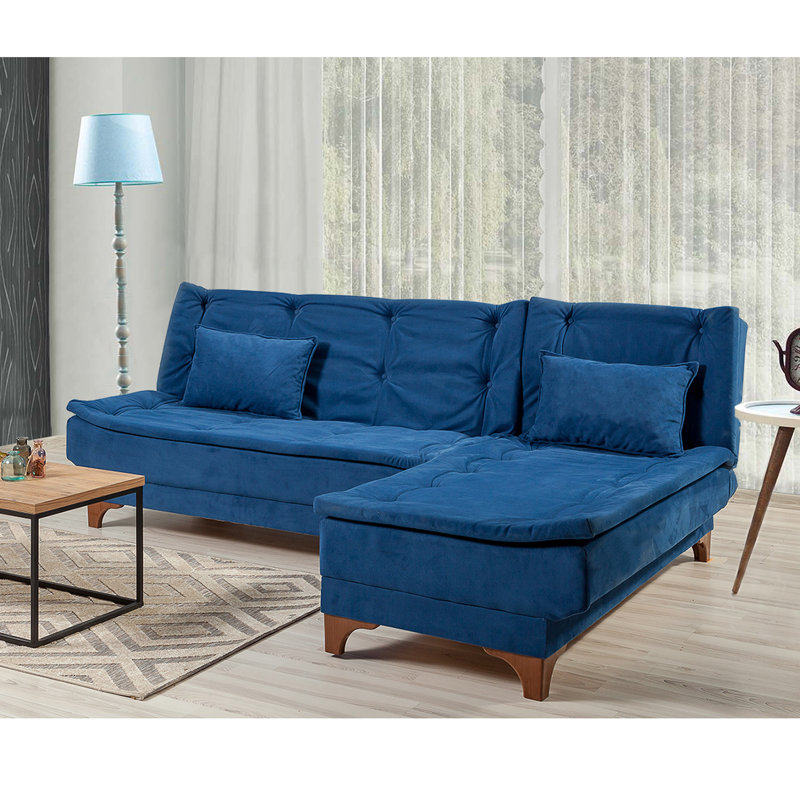 Canapé-lit de 88,58 po Matoury, Mélange de polyester bleu foncé