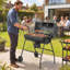 Barbecue au charbon ABTSalon avec grille-réchaud et thermomètre, barbecue portatif avec couvercle, cendrier et roues