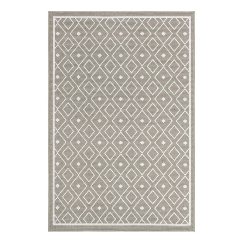 Tapis géométrique intérieur / extérieur gris, Rectangle 4 pi x 6 pi