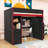 Wooden Gaming Loft Bed with LED Strip, Wardrobe, Stairs and Desk-1893204665
