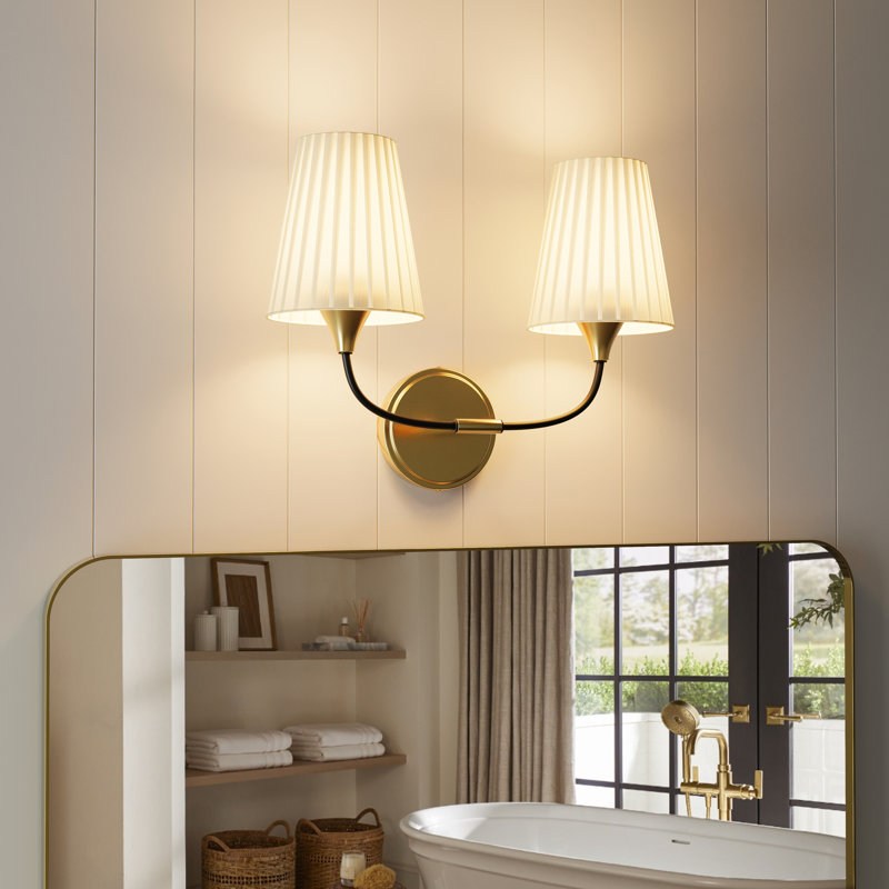 ETL Listed 2-Light Modern Dimmable Bathroom Vanity Light with Fabric Shades, 2