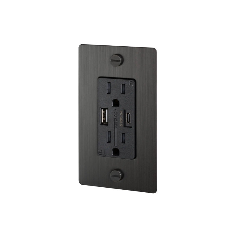 1G Combination Duplex Outlet And USB-A + C Charger / Without Logo, Bronze