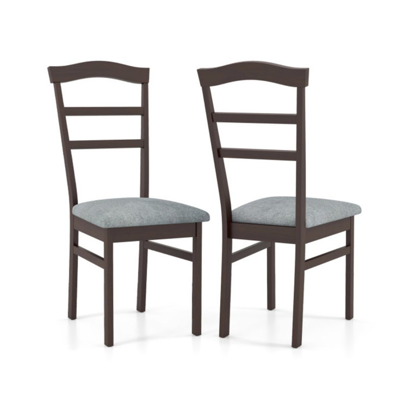 Ensemble de 2 chaises de cuisine en bois rembourrées en lin