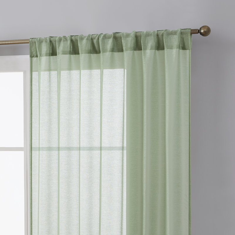 Lauren Semi Sheer Curtain Pair, Sage Green, 54" W x 84" L