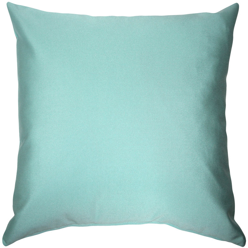 Sunbrella Fabric Solid Color Indoor/Outdoor Patio Garden Polyester Filled Throw Pillows, Glacier Blue