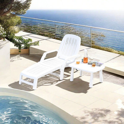 Shawnta Outdoor Chaise Lounge Set with Table