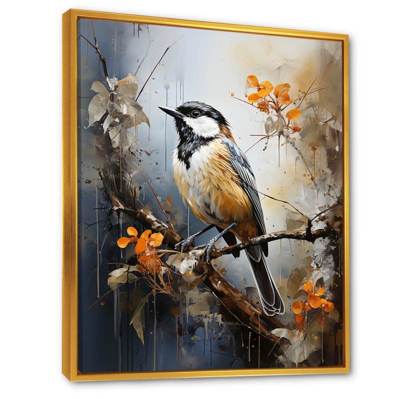 Transcendent Neutrals Portray Birds As Spiritual - Art mural sur toile, H 32 po x l 24 po x P 1 po, Cadre flottant doré