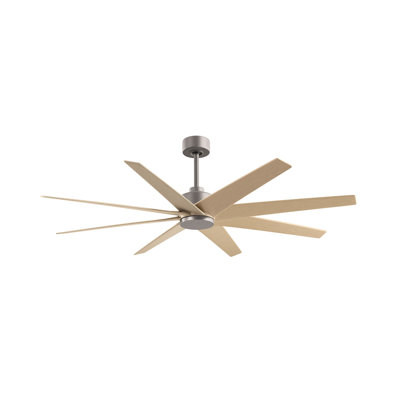 Ariella - Eight Blade Ceiling Fan - Brushed Brass Finish - Matte Black Blades